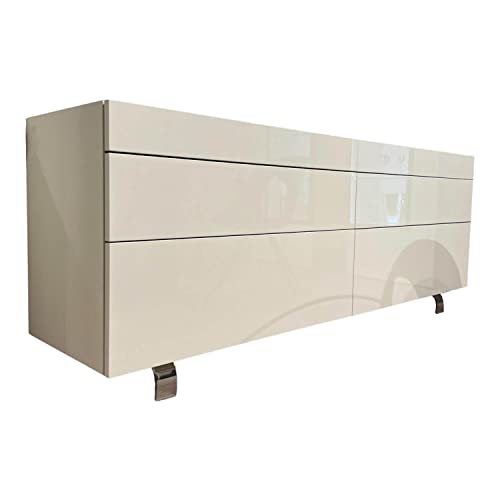 Hülsta Sideboard Neo 429111 Lack Hochglanz Weiß Abdeckplatte Hinterlackierung Glas Weiß...