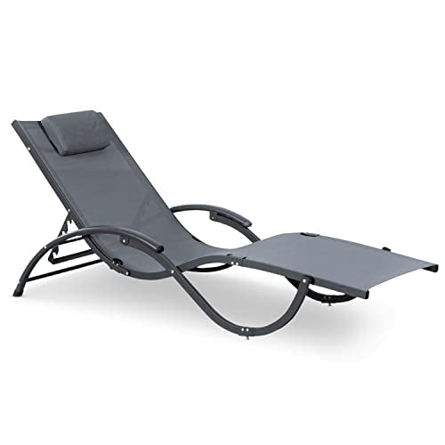 LECO Outdoor-Sonnenliege Katharina– Klappbare Gartenliege mit ergonomisch geformter Liegefläche - wetterfest - Gestell Anthrazit, ca. 174 x 65 x 80 cm im Sale