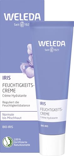 WELEDA Bio Iris Ausgleichende Feuchtigkeitspflege, reichhaltige Tages- und Nachtpflege zur intensiven Pflege von trockener Haut, Naturkosmetik Creme reguliert die Feuchtigkeitsbalance (1 x 30 ml) im Sale