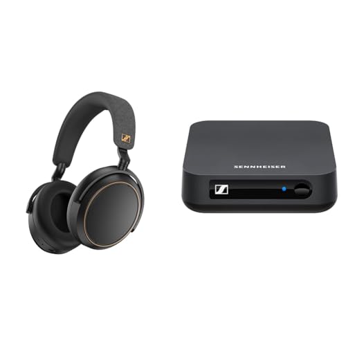 Sennheiser Momentum 4 Wireless Special Edition Kopfhörer mit Bluetooth mit adaptiver Geräuschunterdrückung & BT T100 Bluetooth-Audio-Transmitter für Hi-Fi oder Home Entertainment Schwarz