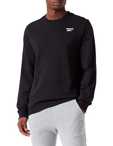 Reebok Herren Identity French Terry Logo Crew Langärmeliges Sweatshirt, Schwarz, EU im Sale