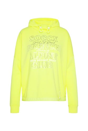 SOCCX Damen Sweatshirt mit Kapuze und Print Artwork Yellow Lime im Sale