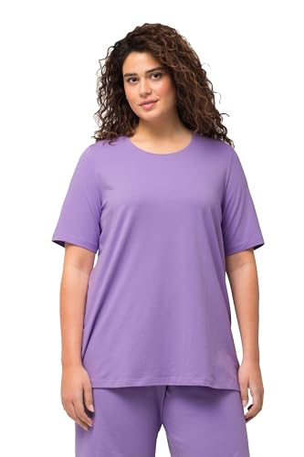 Ulla Popken Damen, A-Linie, Rundhalsausschnitt, Halbarm T-Shirt, Blaues Flieder, 50-52 im Sale