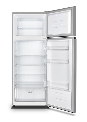 Gorenje RF414EPS4 Doppeltürkühlschrank mit Gefrierteil oben, 165 Liter Kühleil, 41 Liter Gefrierteil, LED Innenbeleuchtung, Energieeffizienzklasse E, 143,6cm x 55cm, silber im Sale