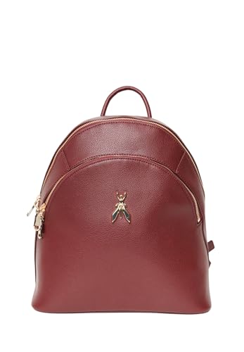 Patrizia Pepe Rucksack aus Leder mit Fly-Logo aus Metall und doppeltem Reißverschluss Beige, Dark Plum (M496), Taglia unica, rucksack im Sale