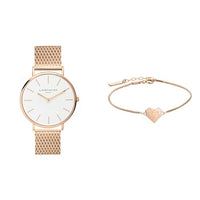 Thumbnail for Liebeskind Damen Analog Quarzuhr 38 mm & Damen Armband Herz Edelstahl Silber 20 cm (roségold)