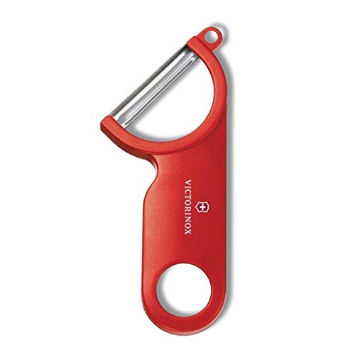 Victorinox Sparschäler mit Ausstecher, für Obst und Gemüse, Pendelklinge, Extra Scharf, Ergonomischer Griff, rot im Sale