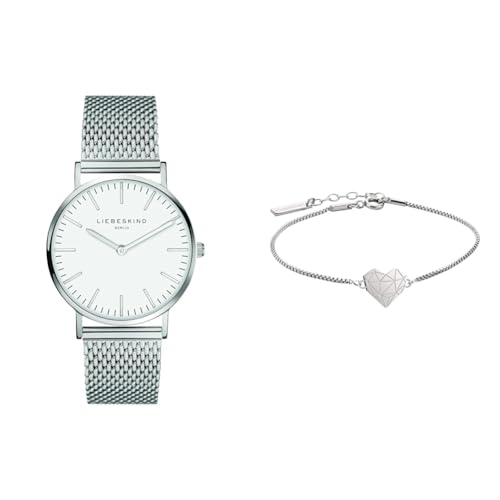 Liebeskind Damen Analog Quarz Armbanduhr mit Edelstahlarmband LT-0075-MQ & Armband LJ-0328-B-17 Silber im Sale