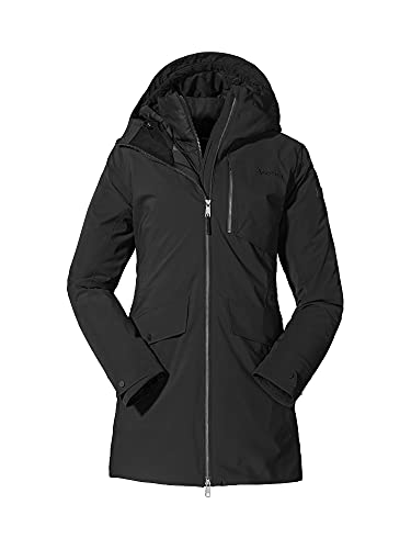 Schöffel Damen 3in1 Parka Moskau L, atmungsaktive Winterjacke mit Eco Wattierung und Taillenzug, warme Regenjacke mit ZipOut Innenjacke, black, 38 im Sale