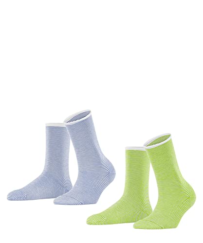 FALKE Damen Allover Stripe 2-pack W Baumwolle Gemustert 2 Paar Socken, Mehrfarbig (Sortiment 0150), 35-38 EU im Sale