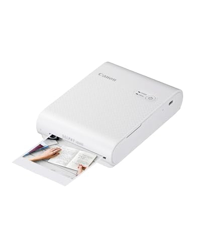 Canon SELPHY SQUARE QX10 Mini Fotodrucker mobil tragbar unterwegs (quadratischer Druck 6,8 x 6,8cm mit Kleberückseite, eingebauter Akku, WLAN, Canon App, Thermosublimation) weiß [+ 3er Druck-Set] im Sale