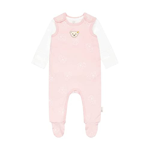 Steiff Unisex Baby Set Strampler mit Fuss + T-Shirt Langarm Kleinkind-Schlafanzüge, Silver PINK, 56 im Sale