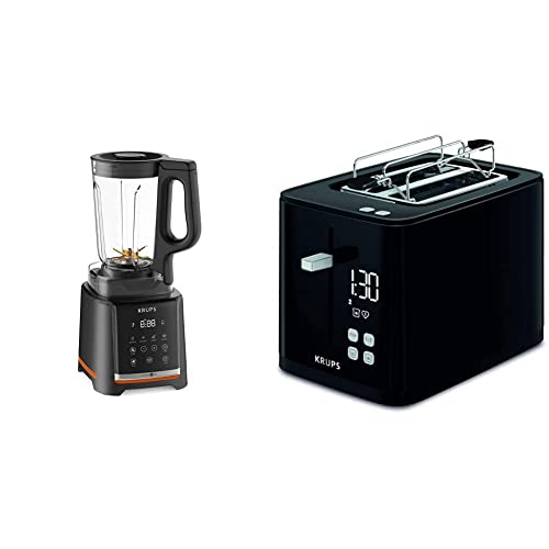 Krups Highspeed- Standmixer InfinyMix KB9158 | 1600 W | 5 automatische Programme + manuelle Einstellung Schwarz & KH6418 Smart'n Light Toaster | Zwei-Scheiben-Toaster 7 Bräunungsstufen Schwarz