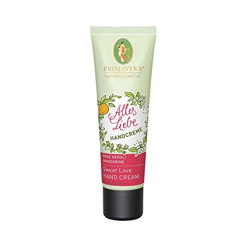 PRIMAVERA Handcreme Alles Liebe 50 ml - Duft von Rose, Neroli und Mandarine - Naturkosmetik - schützend, pflegend im Sale