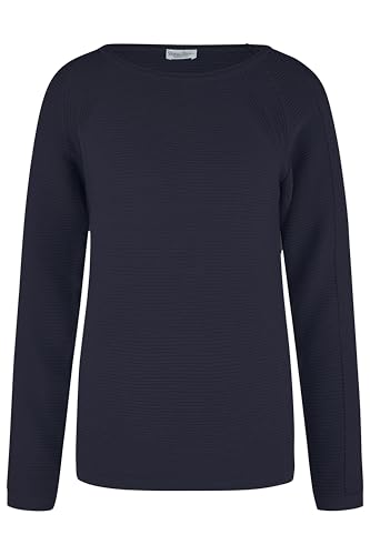 Barbara Lebek Damen Struktur Pullover mit Rundhals Navy im Sale