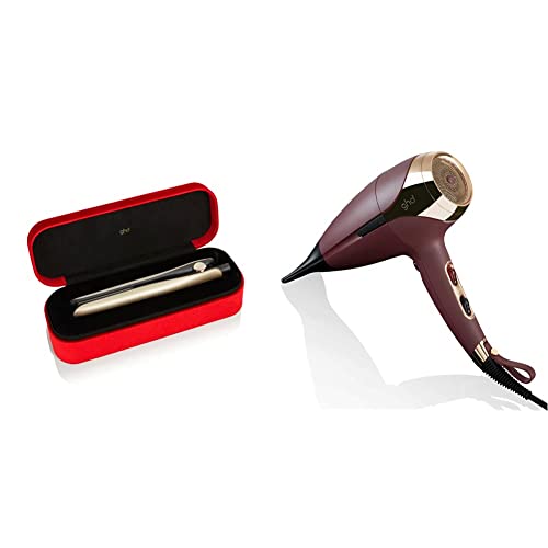 ghd gold grand-luxe Styler, professionelles Glätteisen mit optimaler Stylingtemperatur & helios Haartrockner, professioneller Haartrockner mit bürstenlosem Motor und Ionen Technologie, bordeauxrot