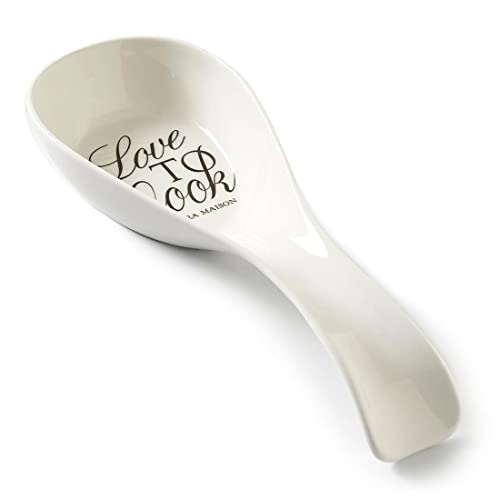 Riviera Maison küchenutensilien, löffelhalter Porzellan, löffelständer, Küche Halter - Love To Cook Spoon Holder - spülmaschinenfest - löffelhalterung Porzellan, weiß - (LxBxH) 25,5x9,5x3,5 im Sale