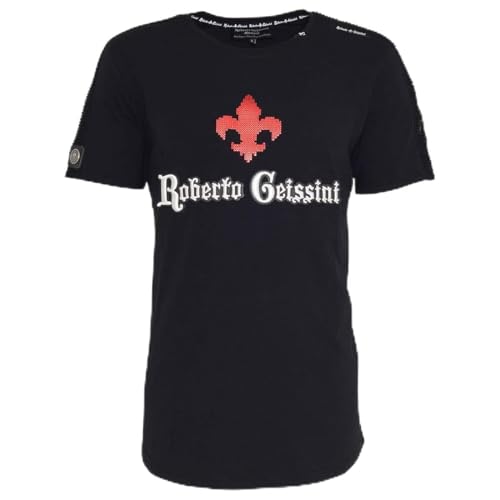 Roberto Geissini Herren T-Shirt Lilie Impression Black XL im Sale