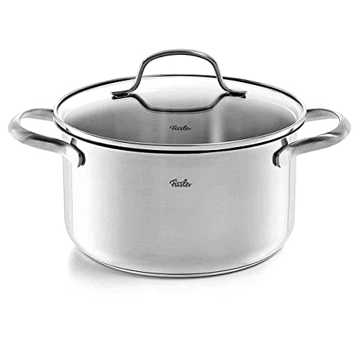 Fissler San Francisco / Edelstahl-Topf (1,9 L - Ø 16 cm) Kochtopf mit Glas-Deckel, Schüttrand, Mess-Skala - Induktion, Silber