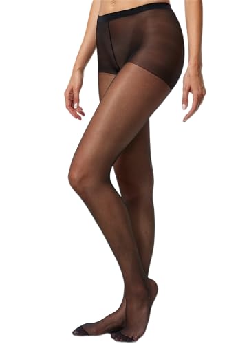 Nur Die Damen 3er Pack Seidenfein 15 DEN Fein-Strumpfhose seidig glänzende Optik Komfortbund reißfest transparent Strumpfhosen schwarz im Sale