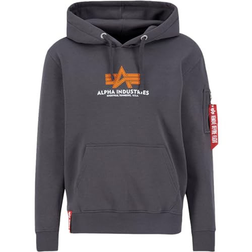 Alpha Industries Basic Hoody Rubber Kapuzensweat für Herren Vintage Grey im Sale