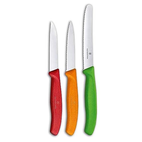 Victorinox Swiss Classic Gemüsemesser-Set, 3-teilig, Obstmesser, Gerader Schliff, Extra Scharf, Robuster Kunststoffgriff, mehrfarbig im Sale