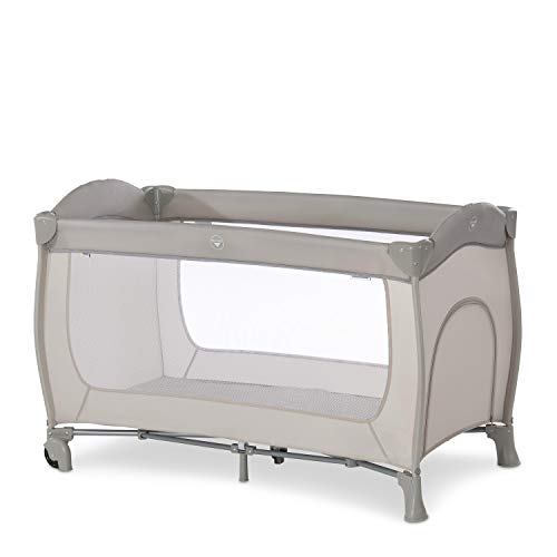 hauck Kinderreisebett Sleep N Play Go Plus mit Transporttasche, Rädern, Schlupf zum Spielen, Klein Zusammenklappbar, Baby Reisebett Kleinkind ab Geburt bis 15 kg (Beige) im Sale