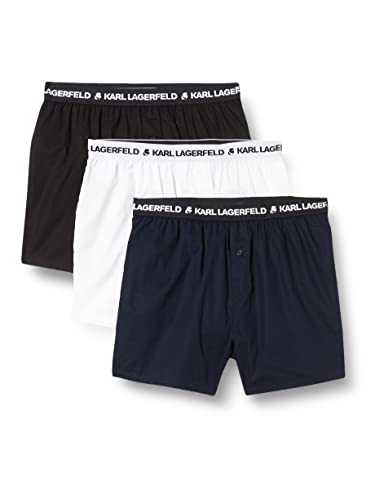 KARL LAGERFELD Herren Karl Lagerfeld Herren Woven (Pack Of 3) Boxershorts, Schwarz/Weiß/Navy, XL im Sale