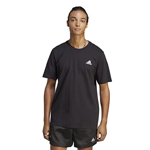 adidas Herren Essentials Single Jersey Embroidered Small Logo Tee T-Shirt, Black, im Sale