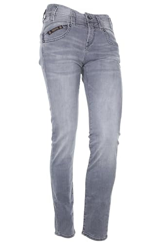 Herrlicher Pearl Slim Stretchjeans Mid Waist Damen Reused Denim Damen, Farbe:grau, Hosengrößen:W27, Hosenlänge:L30 im Sale