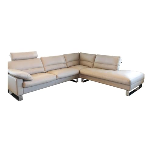 Ecksofa Esparo 400 Bezug Leder I 43.210 Creme Kufen 8 HG Mit Kopfstütze Und Arml...