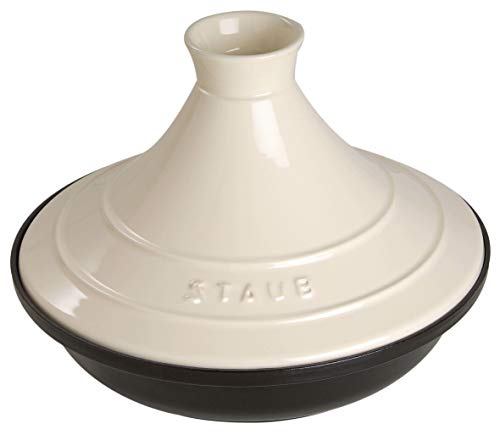 Staub Tajine mit Sockel aus Gusseisen, Deckel aus Keramik, 28 cm, schwarz/creme