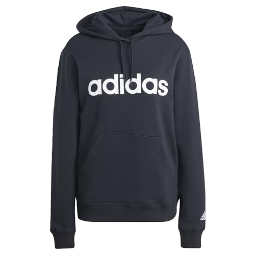 adidas Damen Essentials Linear Kapuzenpullover, Black/White, im Sale