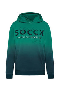 Thumbnail for SOCCX Damen Dip Dye Hoodie mit Logo Print Bottle Green im Sale