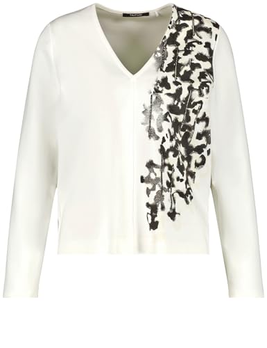 Taifun Damen Langarmshirt mit Print Langarm Frontprint Offwhite Gemustert 38 im Sale