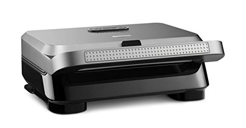 De’Longhi MultiGrill Easy SW12BC.S, Sandwichmaker & Waffeleisen, vertiefte Sandwichplatten, auslaufsichere Waffelplatten mit tiefen Mulden, spülmaschinengeeignet, 800 W,Silber, 25 x 27,5 x 10,5 cm im Sale