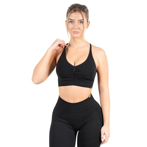 SMILODOX Sport BH Damen - Hailey Scrunch Push Up BH - Shaped Fit, Blickdicht, herausnehmbare Cups BH ohne Bügel, verstellbare Träger Bustier, Yoga, Fitness & Training im Sale