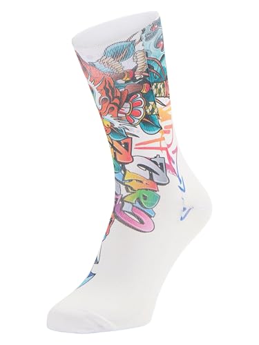 Carlo Colucci Bedruckte Socken im Graffiti-Style, 1er Pack Weiß 39-42 im Sale