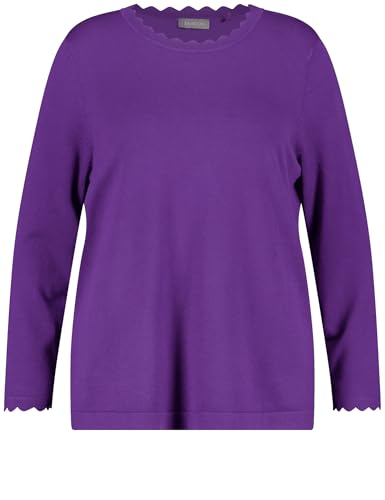 Samoon Damen Basic Pullover mit Wellenkanten Langarm unifarben Magic Purple 50 im Sale