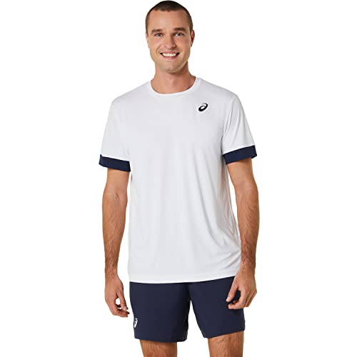 ASICS 2041A255-102 MEN COURT SS TOP T-shirt Men's Brilliantes Weiß/Mitternacht im Sale