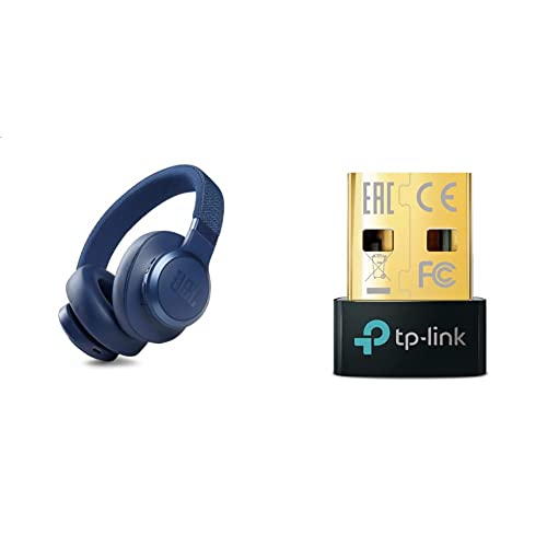 JBL Live 660NC kabelloser Over-Ear Bluetooth-Kopfhörer in Blau & TP-Link UB500 Nano USB Bluetooth 5.0 Adapter Dongle (für PC Laptop Desktop Computer, unterstützt Windows 11/10/8.1/7)