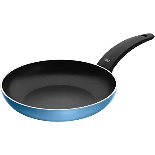 Silit Belluna Bratpfanne 24 cm Induktion, Aluminium beschichtet, Kunststoffgriff, für schonendes Braten, blau