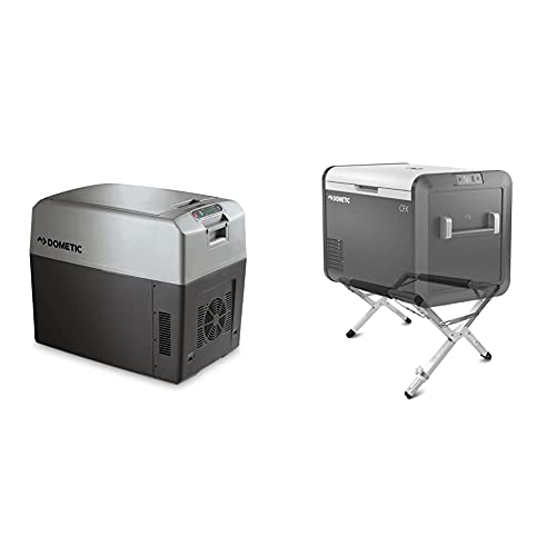 DOMETIC TropiCool TC 35FL - tragbare elektrische Kühlbox/Heizbox, 33 Liter, 12/24 V DC und 220-240 V AC & Kühlbox-Ständer - für Ihre Outdoor Camping-Küche: ✓sicher ✓hygienisch ✓rückenschonend