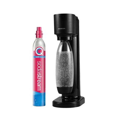 SodaStream Gaia, Wassersprudler mit CO2-Zylinder und 1x 1L spülmaschinenfeste Kunststoff-Flasche, Höhe: 44cm, Farbe: Schwarz