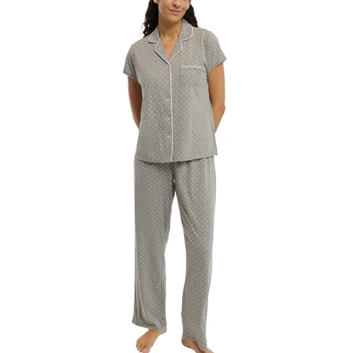 Laura Ashley Women's Pajamas 2 Piece Cotton Blend Notch Collar Button Down PJ Set (US, Alpha, Small, Regular, Regular, Blue Peacock) im Sale