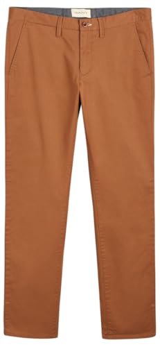 GANT Herren Slim Twill Chinos Hose, Roasted Walnut, 34W x 32 im Sale