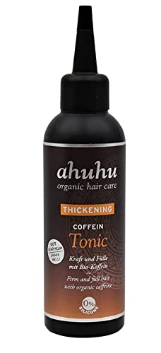 ahuhu THICKENING Coffein Tonic (100ml) - Vitalisierendes Haartonikum mit stärkendem Bio-Koffein, kräftigt & stärkt das Haar von der Wurzel an, für jeden Haartyp & auch bei Haarausfall geeignet, vegan