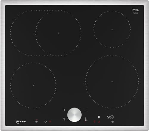 NEFF T56STF1L0 Induktionskochfeld N90, autarkes Glaskeramik-Kochfeld 60 cm breit, Twist Pad, Home Connect, Smart Hood Automatic, Powerstufe, aufliegend, Schwarz