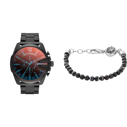 Diesel Men's Mega Chief and Beads Bracelet, Black Stainless Steel, Set im Sale