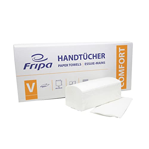 fripa Papiertücher Comfort: 2-lagig, 20 Bund x 160 Blatt, 100% Zellstoff, V-Falz, hochweiß, 9100001723_K